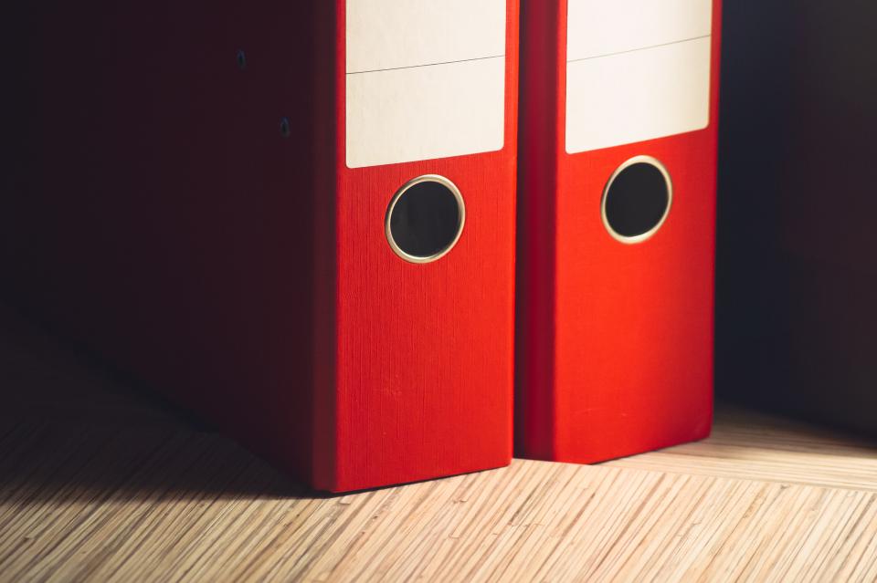 Case files stored in lever-arch binders
