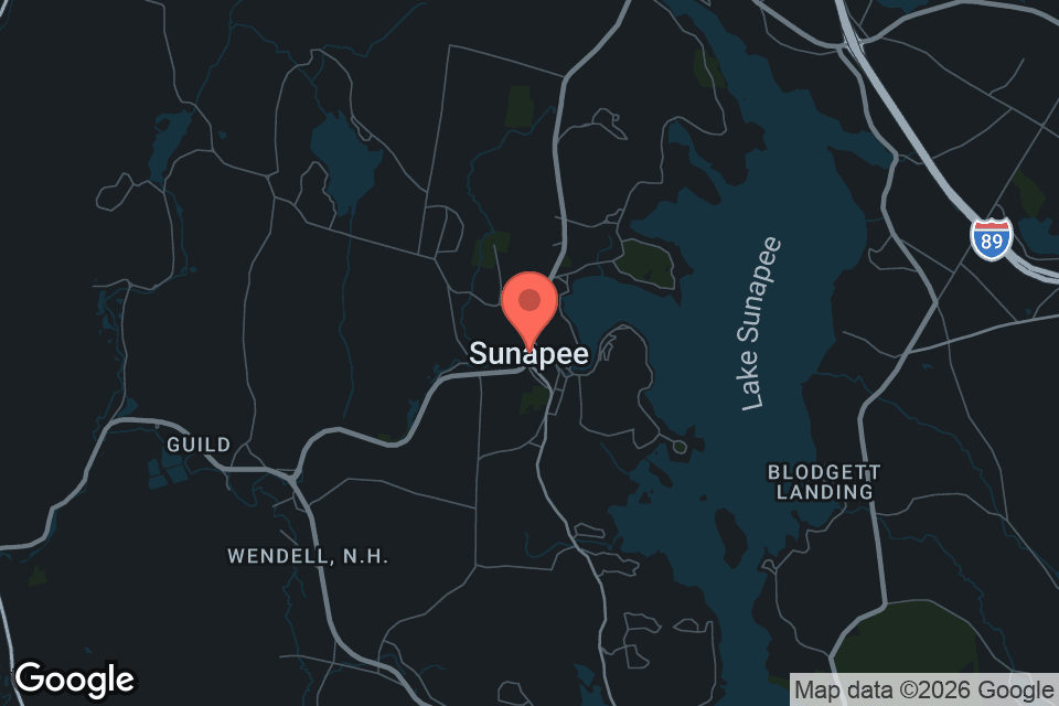 Map showing Sunapee, NH and Lake Sunapee