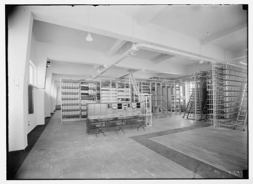An early automatic telephone exchange room